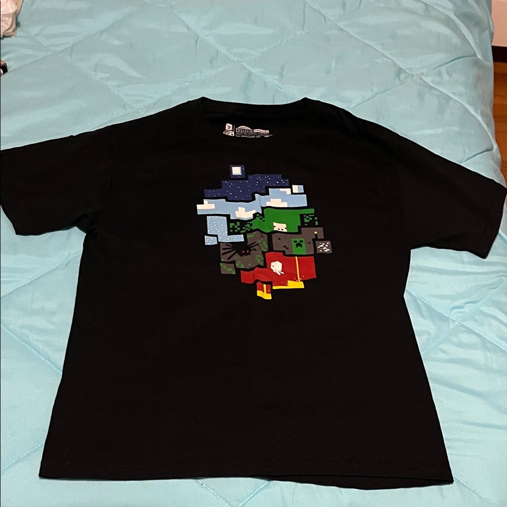 Black  Mine Craft Graphic Kids T-Shirt